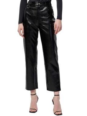 Cami NYC High-Rise Black Vegan Leather Croc Embossed Pants